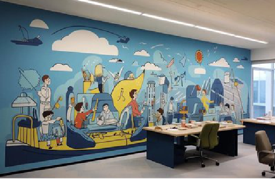 老河口办公室墙绘的特点。